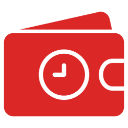 Uhr auf einem Geldbeutel