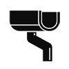 Un icono de canal en blanco y negro sobre un fondo blanco.