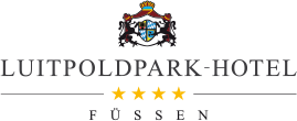 Luitpoldpark-Hotel logo with crest, four gold stars, and Füssen text