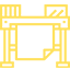 Un icono amarillo de una impresora con un trozo de papel encima.