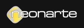 El logotipo de neonarte está sobre un fondo negro.