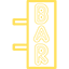 Un icono amarillo de un cartel de bar sobre un fondo blanco.