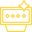 Un icono amarillo de un signo con cuatro diamantes en él.