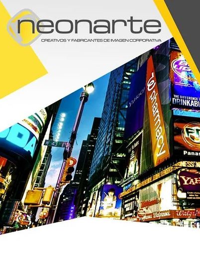 Una revista neonarte con una foto de una calle de la ciudad