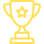Un trofeo amarillo con una estrella encima.