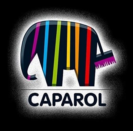 Ein bunter Elefant mit einem Pinsel im Maul ist das Logo von Caparol.