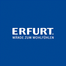 Das Erfurt-Logo befindet sich auf blauem Grund.