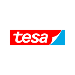 ein rot-blaues tesa-Logo auf weißem Hintergrund