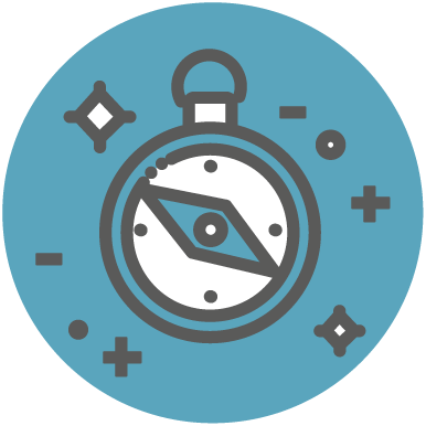 Boussole entourée de scintillements