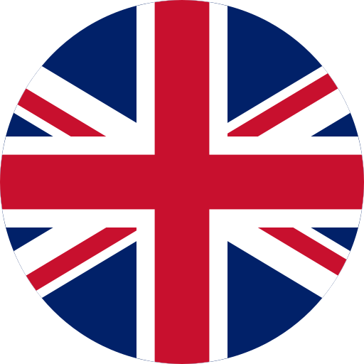Eine britische Flagge in einem Kreis auf weißem Hintergrund