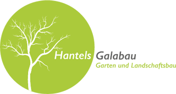 The logo for hantels galabau garten und landschaftsbau has a tree in a green circle.