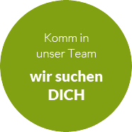 A green circle with the words komm in unser team wir suchen dich on it.