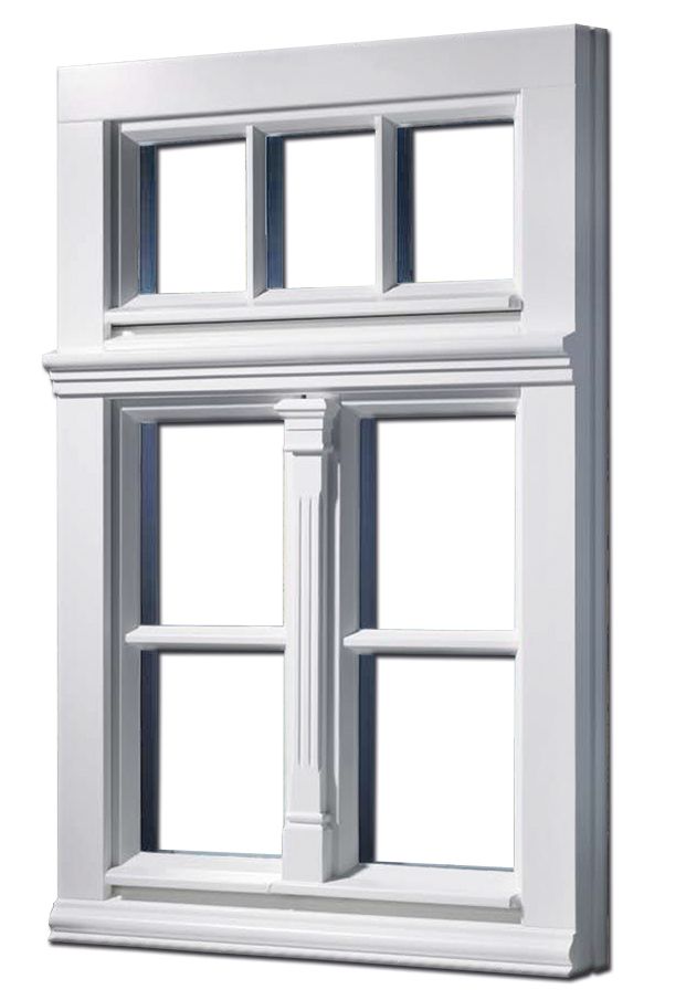 Ein weißes Fenster mit weißem Rahmen auf weißem Hintergrund