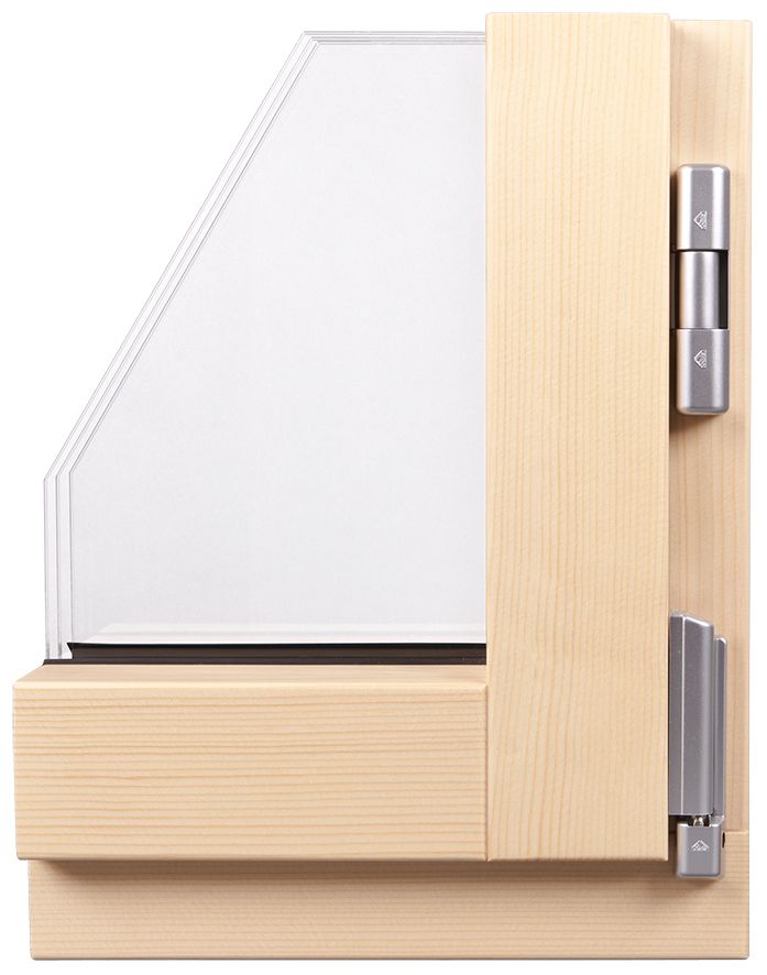 Eine Nahaufnahme eines Holzfensters mit einem Glasfenster.