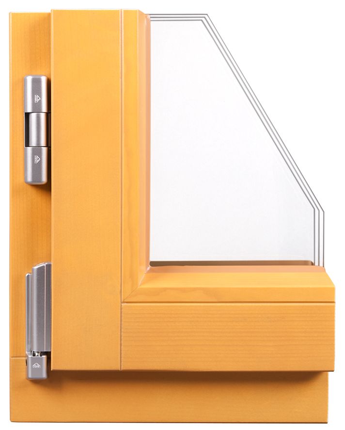 Eine Nahaufnahme eines Holzfensters mit klarem Glas