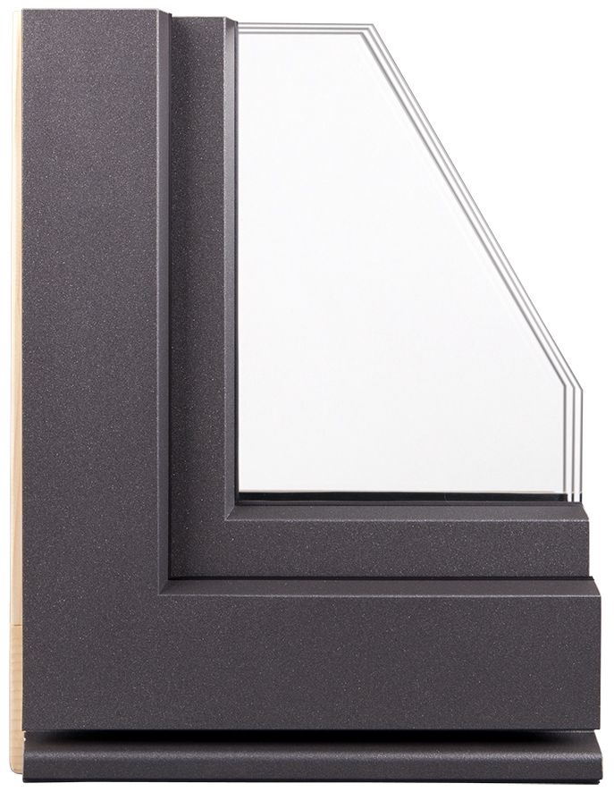 Eine Nahaufnahme eines Fensters mit einem grauen Rahmen und klarem Glas