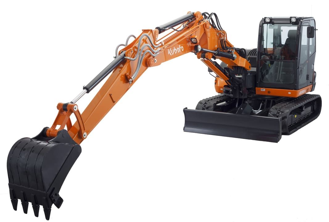 Mini pelle Kubota orange à chenilles