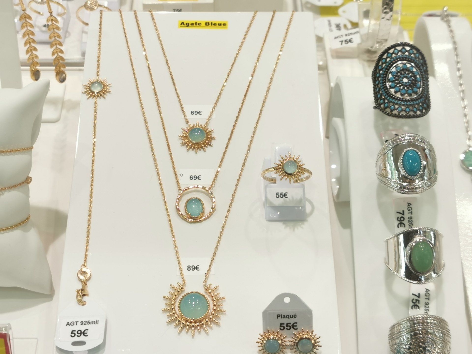 Bijoux pierre Agate bleu