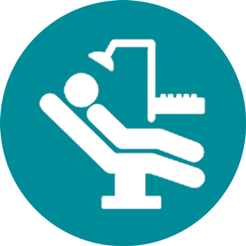 Un icono de una persona sentada en una silla dental.