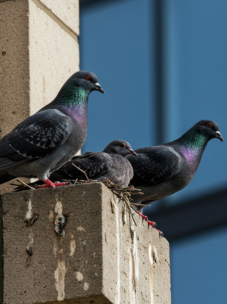 Pigeons sur un mur