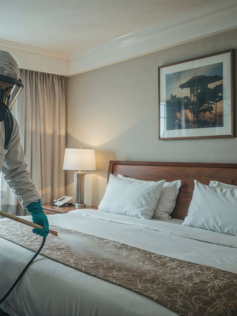 Homme qui applique un traitement contre les punaises de lit