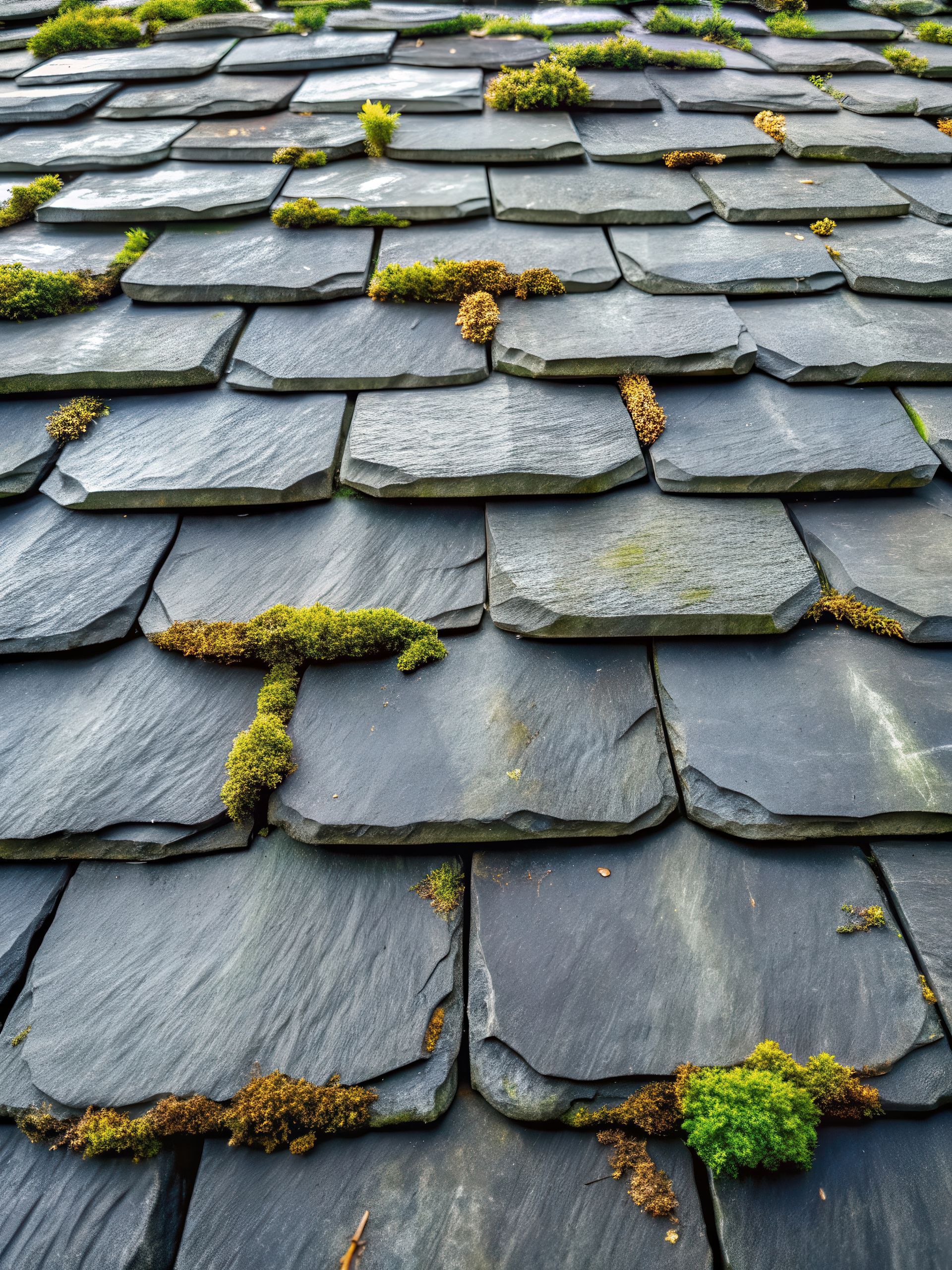 Mousse sur toiture ardoise
