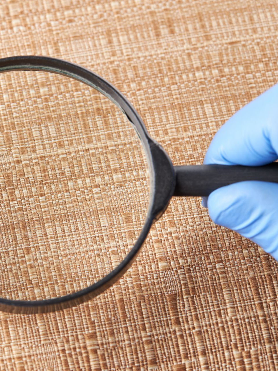 Main qui inspecte avec une loupe