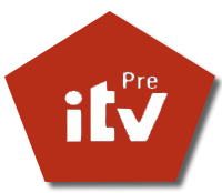 Un pentágono rojo con la palabra itv.