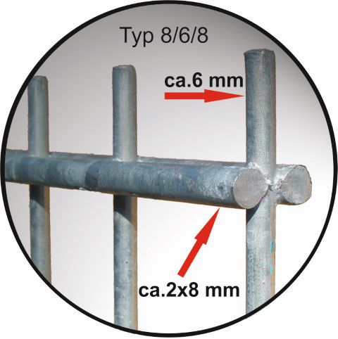 Abmessungen für die einen Stahlgitterzaun, Modell Schwer