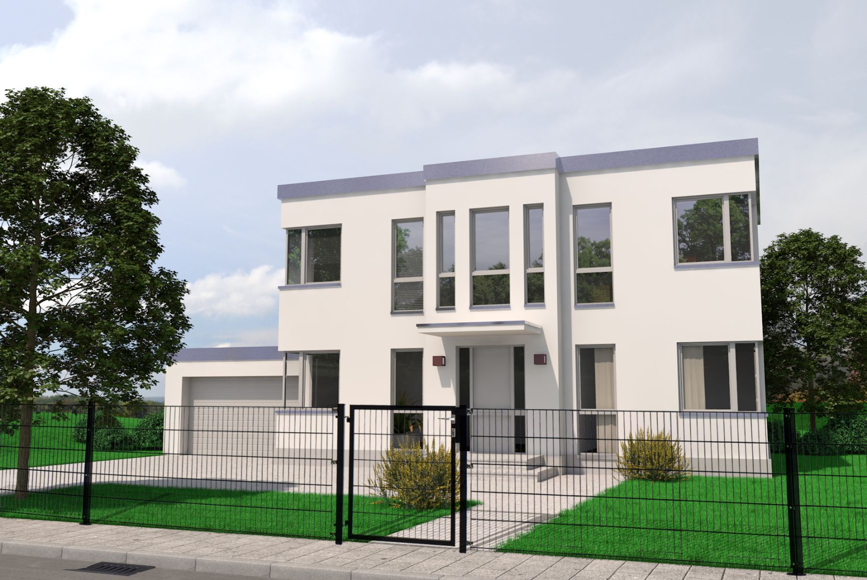 Gartenzaun mit einflügeligem Zauntor