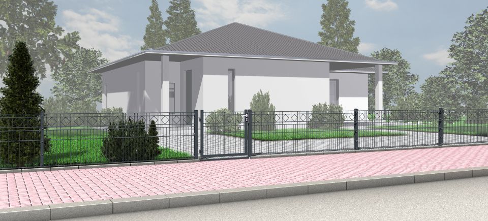 Eingrenzung eines Grundstücks mit einem Gitterzaun