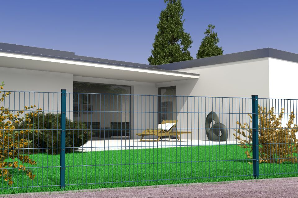 Umzäunung aus Stahlgitter für eine Haus