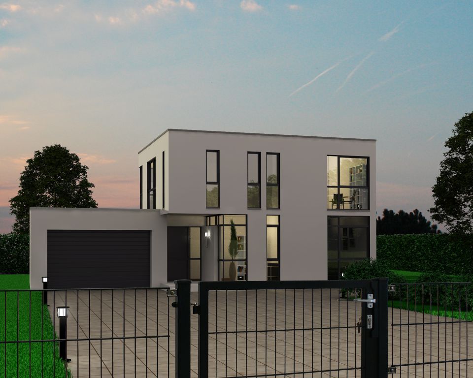 Stahlgitterzaun mit einflügeligem Tor