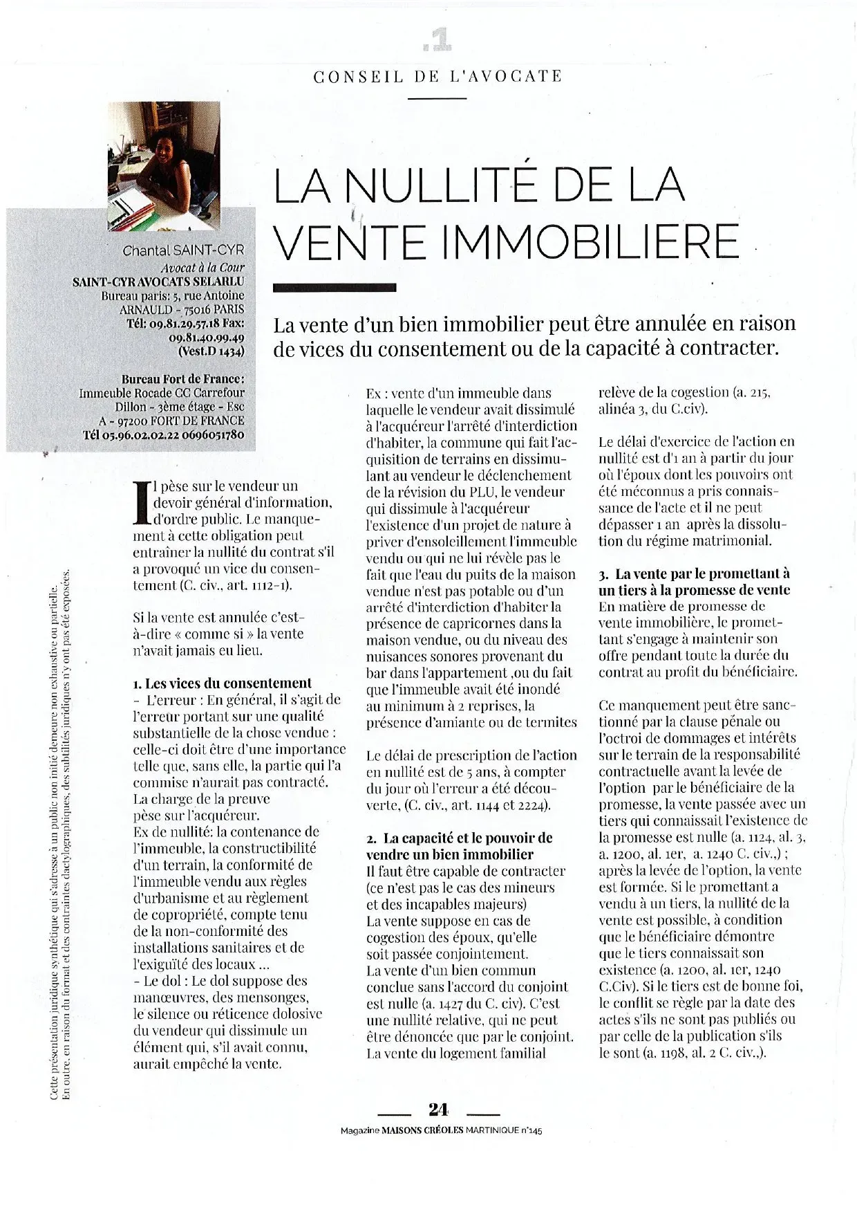 La nullité de la vente immobilière