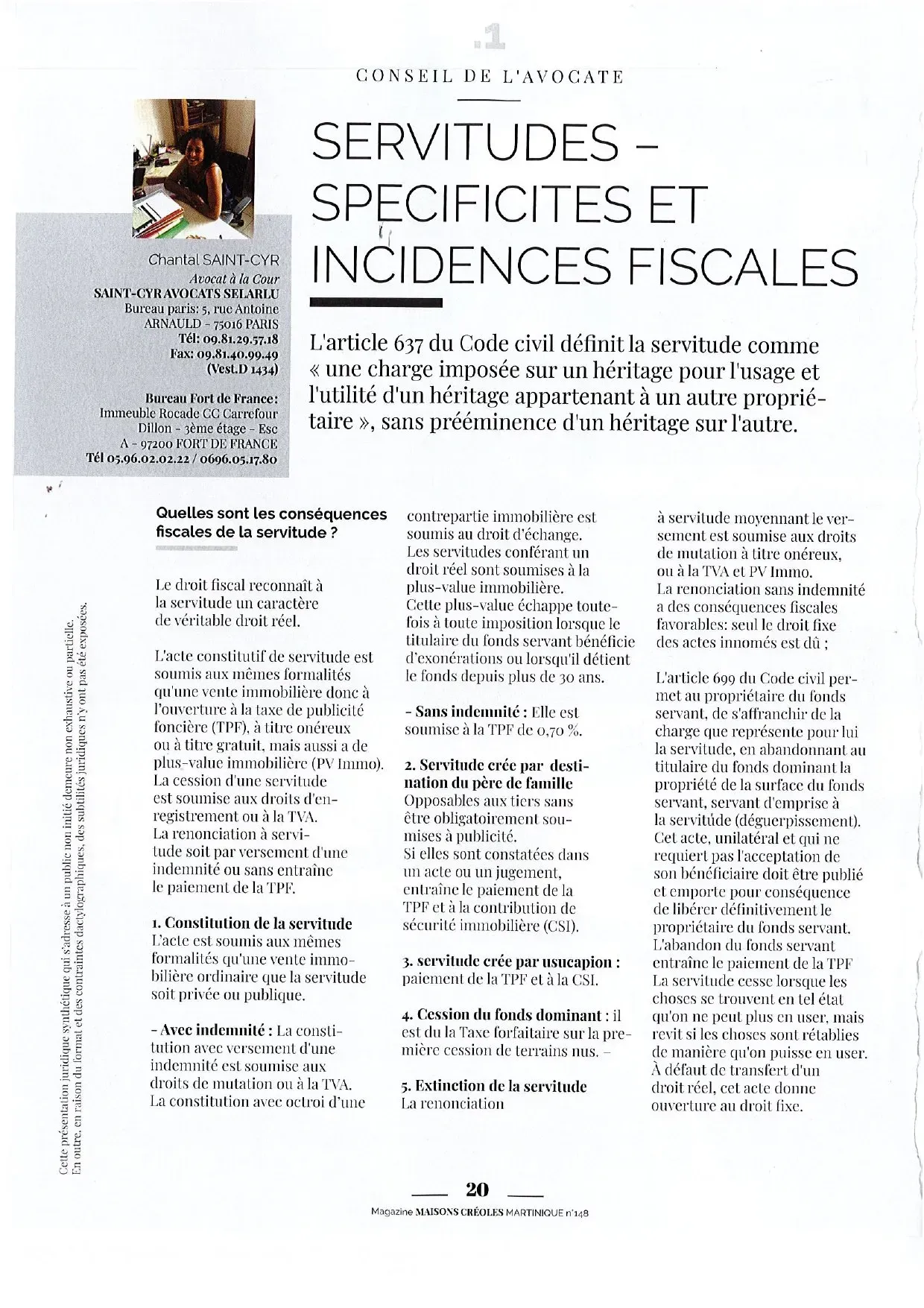Servitudes - spécificités et incidences fiscales