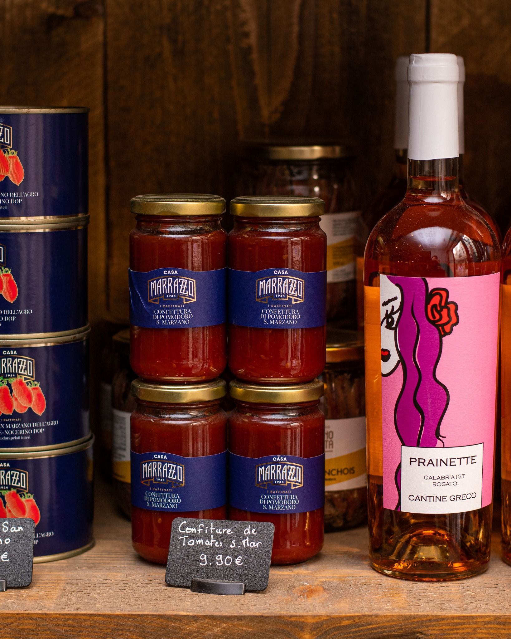 Produits italiens et vin rosé