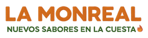 Logo de LA MONREAL en naranja y verde con el lema &ldquo;NUEVOS SABORES EN LA CUESTA&rdquo; y un emoji de llama.