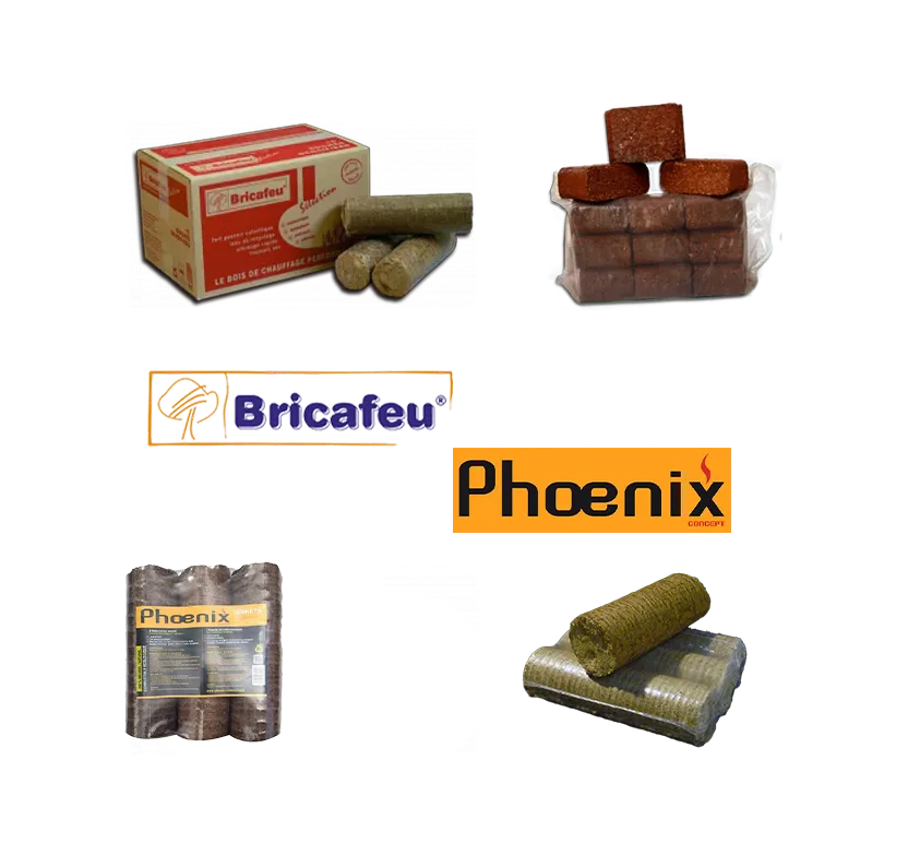 Bûches densifiées Bricafeu et Phoenix