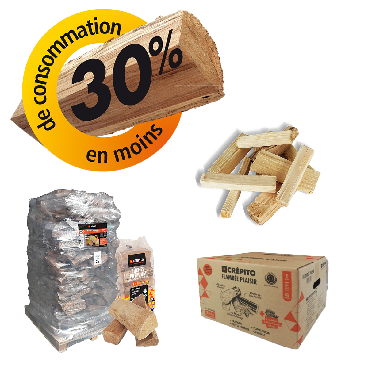 Bûches compressées premium Crépito®