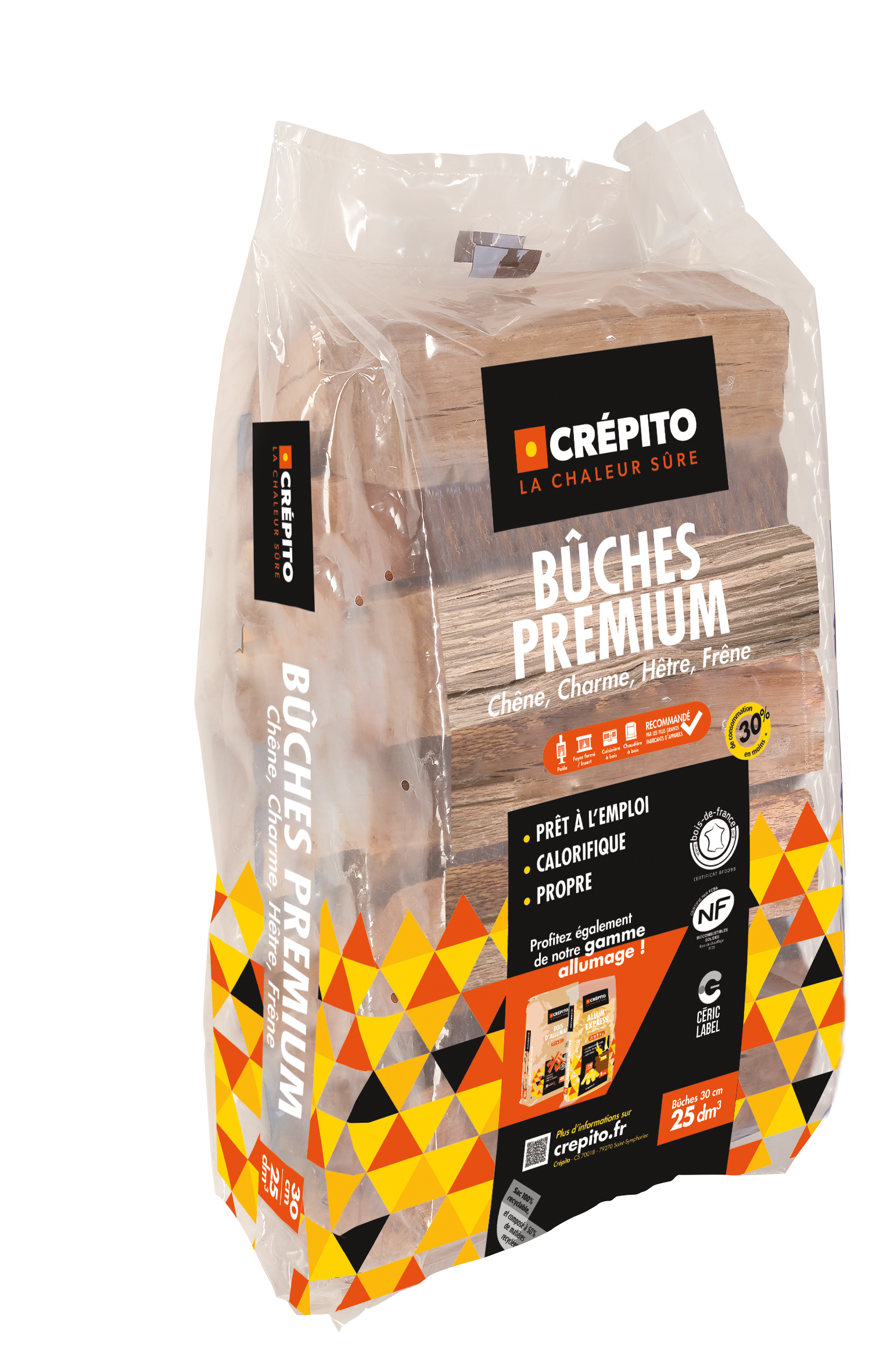 Bûches compressées premium Crépito® en sac