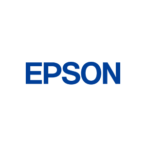 El logotipo de Epson es azul y blanco sobre un fondo blanco.