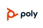 El logotipo de Poly es un logotipo rojo y negro sobre un fondo blanco.