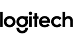El logotipo de Logitech es blanco y negro sobre un fondo blanco.