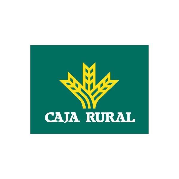 El logotipo de Caja Rural es verde y amarillo.