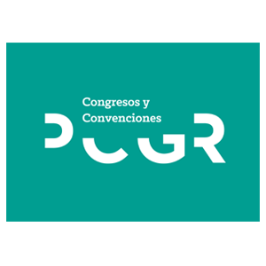 A green and white logo for congresos y convenciones