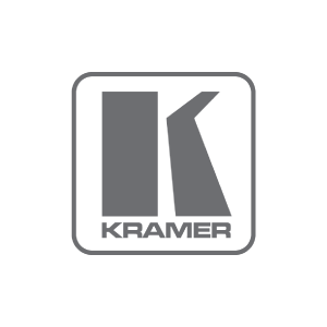 Un logotipo en blanco y negro para Kramer sobre un fondo blanco.