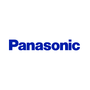 El logotipo de Panasonic es azul y blanco sobre un fondo blanco.