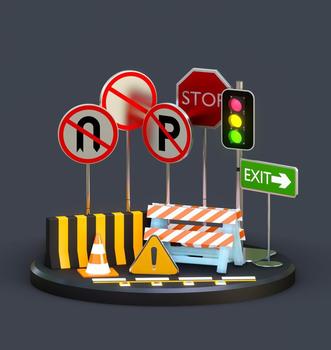 Différents panneaux de sécurité routière