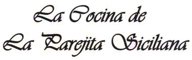 "La Cocina de La Parejita Siciliana" in elegant script, likely a restaurant's name.