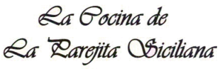 "La Cocina de La Parejita Siciliana" in elegant script, likely a restaurant's name.